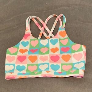 SweetHoney Girls Heart Print Sports Bra/Shorts- Pink, Orange, Blue, Green, White
